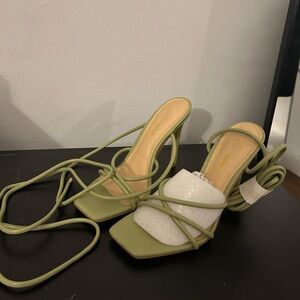 Chic Olive Strappy Heeled Sandals